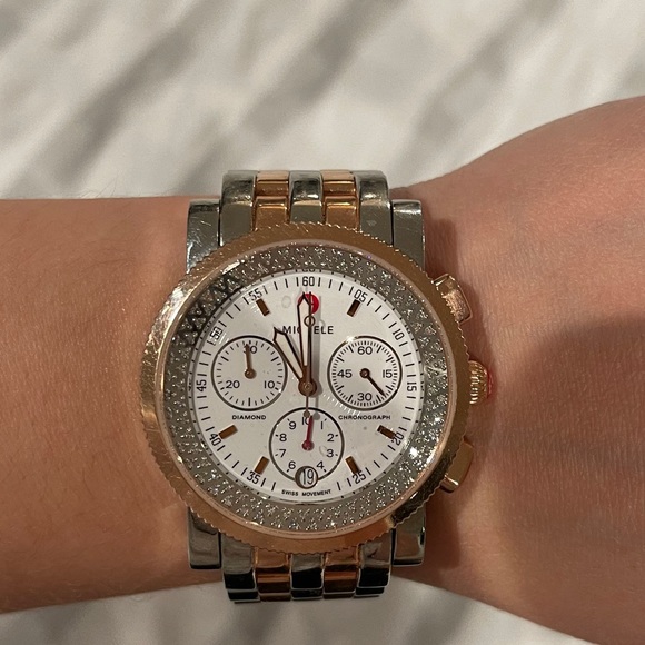 Rose Gold Michele Two Tone Diamond Watch Michelle Two-Tone Sail